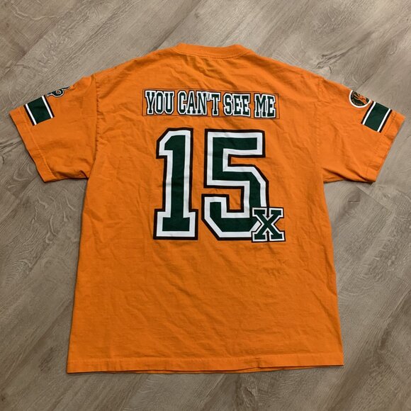 WWE John Cena T-Shirt Men's XL Never Give Up / You Can't See Me 15X Orange - Picture 4 of 7